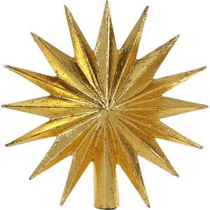 a gold star ornament on a white background