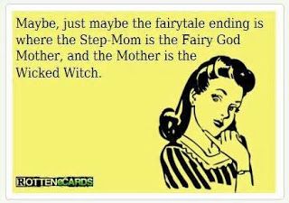 a woman with her hand on her face and the words maybe, just maybe the fairy ending is where the step - mom is the fairy god mother