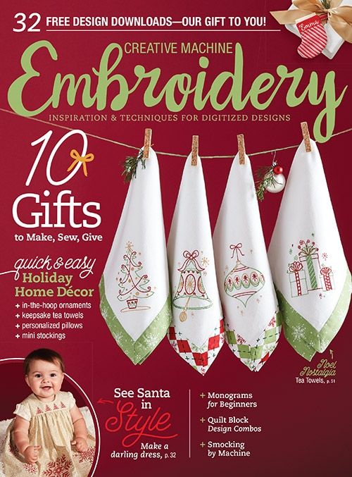 a magazine cover with towels hanging from clothes line and christmas decorations on it's side