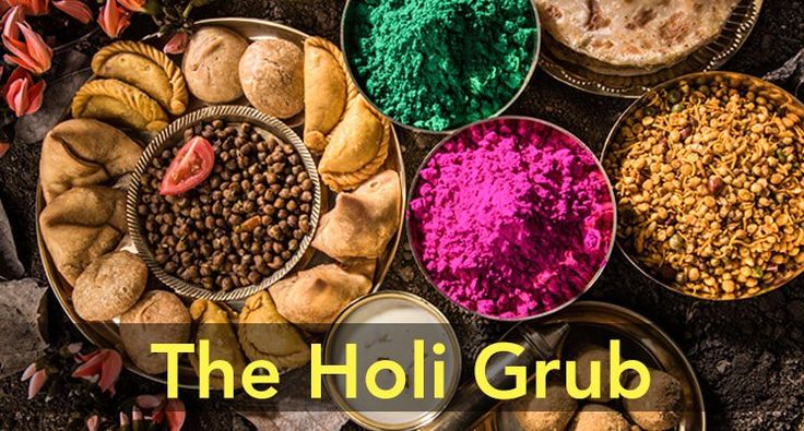 the holi grub is full of colorful food