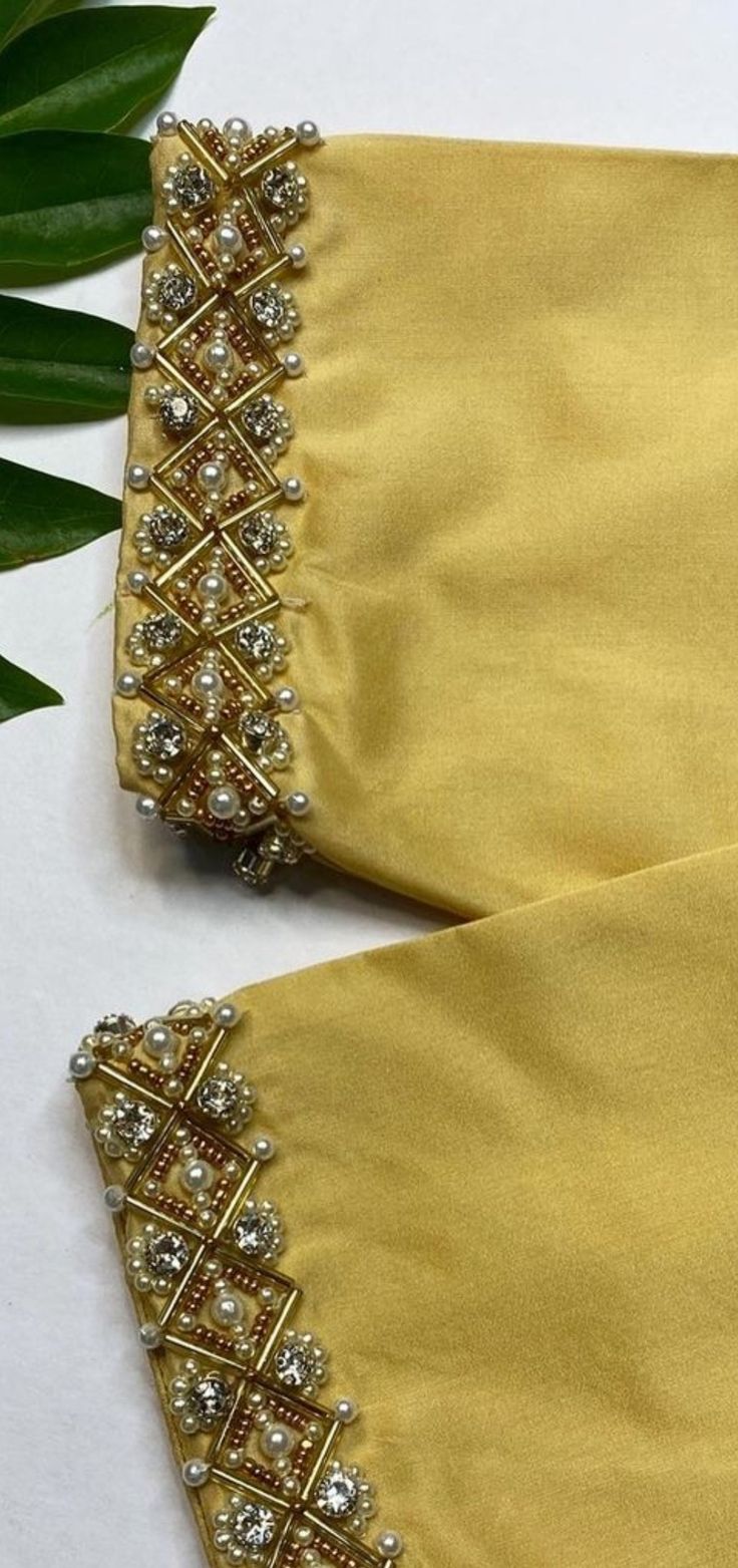 Simple Sleeve Embroidery Designs, Aari Work Blouse Patterns, Bead Work For Blouse, Bead Work Blouse Designs Latest, Aari Work For Kurti, Aari Work For Sleeves, Saree Blouse Work Designs Latest, Aari Blouse Designs Latest Simple, Blouse Beads Work Simple