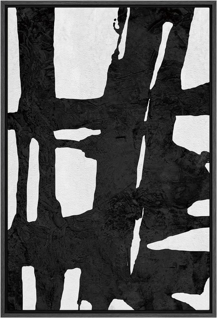 a black and white abstract painting on paper