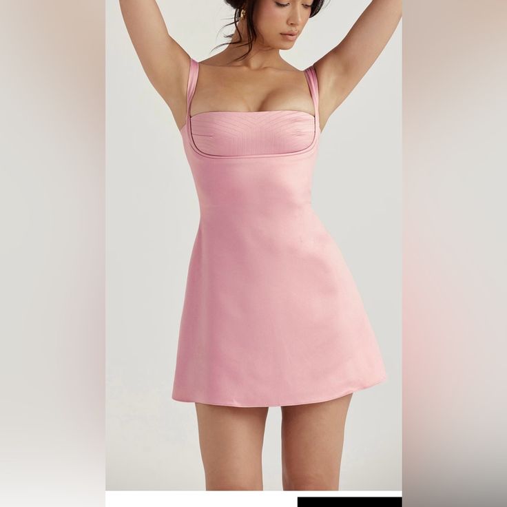 A Rich Satiny Finish Elevates This Sleeveless Mini Topped With A Quilted Bodice. Feminine And Elegant, Our 'Kara' Mini Dress Has A Romantic Feel. It's Cut From Our Lustrous, Ultra Light Duchess Satin In The Prettiest Pink Hue That Drapes Effortlessly Over Your Curves. We Love The Floaty Feel To 'Kara' As It Flares Gently At The Hem. It Is Fully Lined For Comfort And Has A Zip To The Back For Easy On. Length: Approx 66cm Materials: Ultra Light Duchess, Satin Gentle Dry Clean Only Exclusive Retail Feminine Sleeveless Mini Dress With Built-in Bra, Sleeveless Mini Dress With Built-in Bra For Cocktail, Feminine Sleeveless Slip Dress With Built-in Bra, Fitted A-line Dress With Built-in Bra, Spring Mini Dress With Built-in Bra And Straight Neckline, Sleeveless Cocktail Dress With Built-in Bra, Sleeveless Mini Dress With Fitted Bodice For Brunch, Fitted Bodice Sleeveless Mini Dress, Sleeveless Slip Dress With Fitted Bodice For Spring