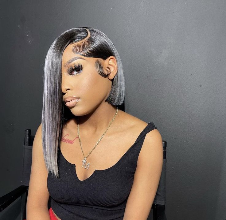 Grey Bob Hairstyles Black Women, Grey Bob Wig, Black Women Updo Hairstyles, Baddie Hair, Lace Wigs Styles, Grey Bob Hairstyles, Barbie Ponytail, 2024 Hairstyles, Bday Nails