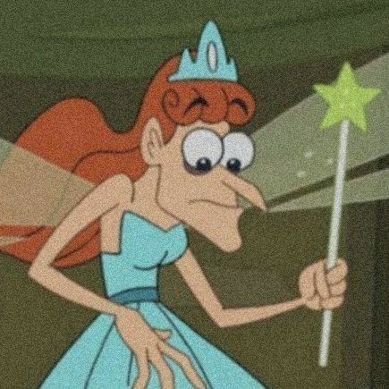 a cartoon character in a blue dress holding a wand