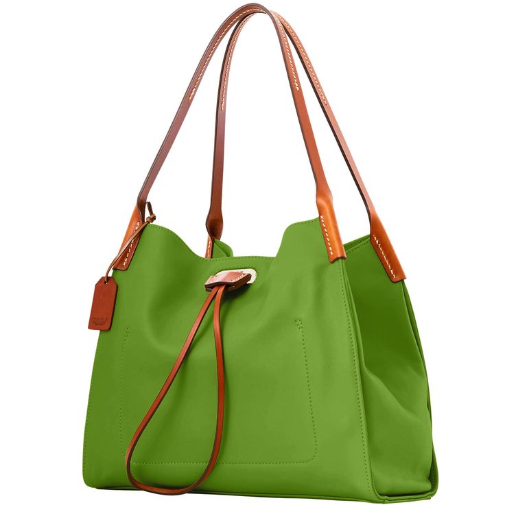 A Total Classic  The scaled-down version of our classic Full Up satchel features a more compact silhouette, perfect for effortless days. It's crafted from cabriolet canvas, which resists signs of wear and is refreshingly lightweight. Classic Green Shoulder Bag For Errands, Classic Green Satchel With Leather Handles, Classic Green Shoulder Bag For Travel, Elegant Green Satchel With Leather Handles, Green Satchel With Leather Handles For Errands, Classic Green Soft Leather Satchel, Dooney And Bourke, Elba, Dooney & Bourke