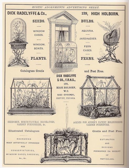 an old book with many different types of plants in glass cases on the front cover