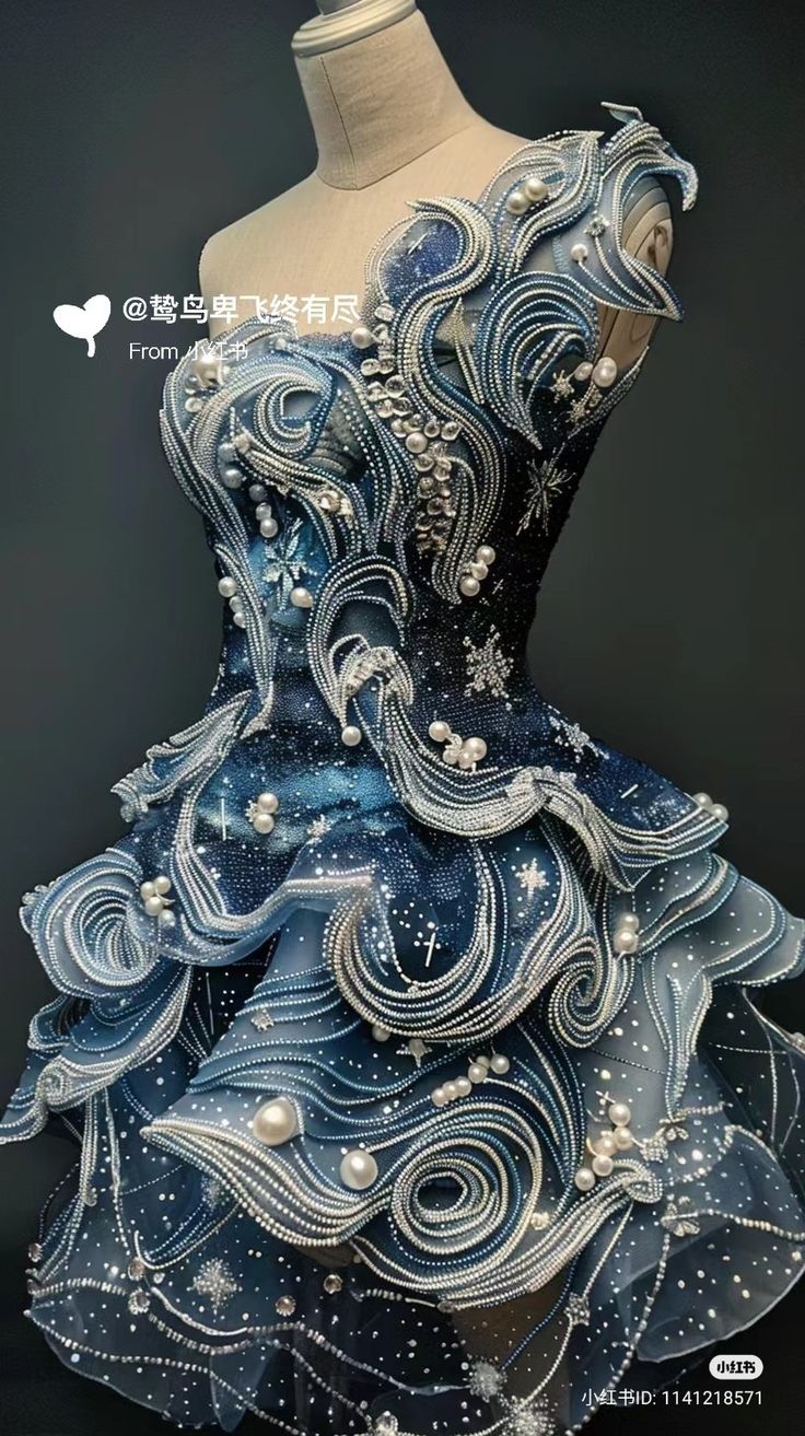 Universe Fashion, Sea Aesthetic Clothes, Over The Top Dresses, Unique Dress Designs Fashion, Wave Dress, Big Dress, Ocean Aesthetic Clothes, Ocean Aesthetic Outfit, Fashion Design Ideas