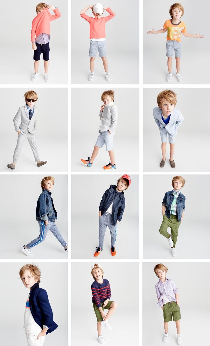 many different pictures of young boys in various outfits