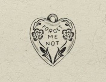 a heart with flowers and the words forget me not written in black ink on white paper