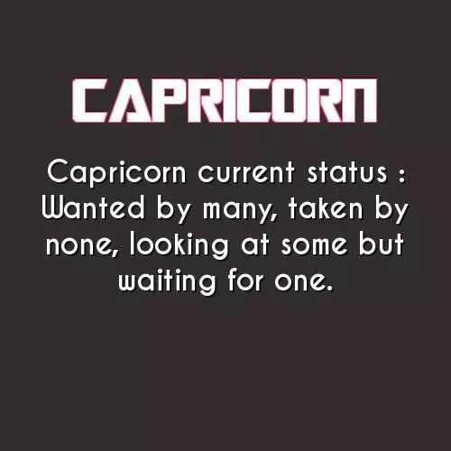 the caption for capricorn is shown in pink and white on a black background