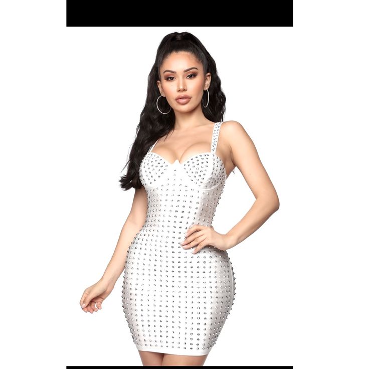 I’m Selling This Brand New Fashion Nova Dress Very Cute And Very Nice Fitting With Tags Still On If You Have Any Questions Please Feel Free To Message Me. Wanting Attention, Beading Party, Beaded Party Dress, Fashion Nova Outfits, Dresses Fashion Nova, Fashion Nova Models, Rhinestone Dress, Fashion Nova Dress, Fashion Nova Dresses