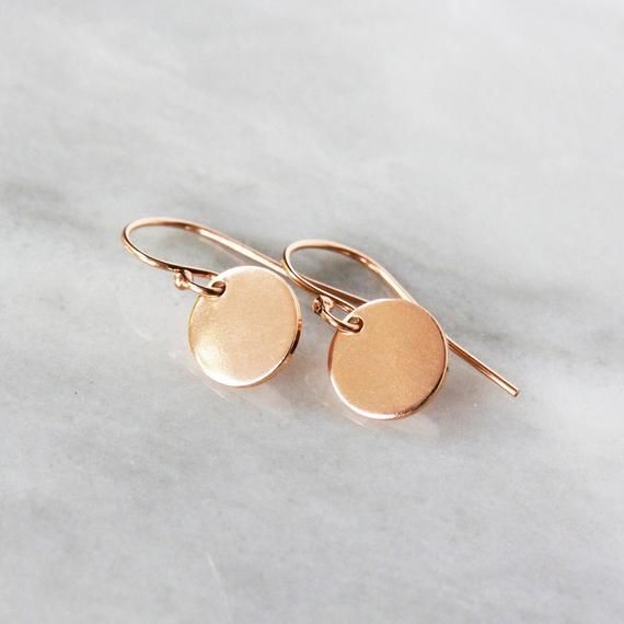 Rose Gold Circle Earrings, 14k Rose Gold Fill Dangle, Pink Gold Earrings, Small Circle Earrings, Gol Delicate Nickel-free Rose Gold Earrings, Dainty Nickel-free Rose Gold Earrings, Rose Gold Round Earrings With Ear Wire, Delicate Rose Gold Nickel-free Earrings, Delicate Rose Gold Dangle Earrings, Dainty Single Rose Gold Earring, Dainty Rose Gold Single Earring, Minimalist Rose Gold Earrings With Lever Back, Rose Gold Drop Earrings With Ear Wire