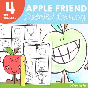 an apple friend directed drawing activity for kids