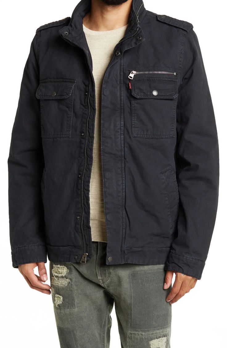 Levi's® Hooded Canvas Military Jacket | Nordstromrack Canvas Jacket, The Seasons, Utility Jacket, Military Jacket, Cotton Canvas, Levi's, Denim Jacket, My Style, Canvas