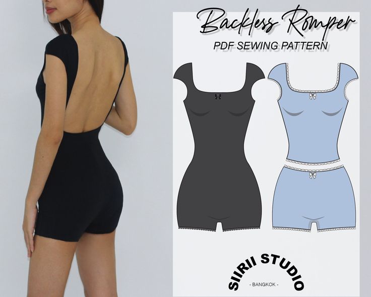 the backless romper sewing pattern is designed to be used for women's clothing