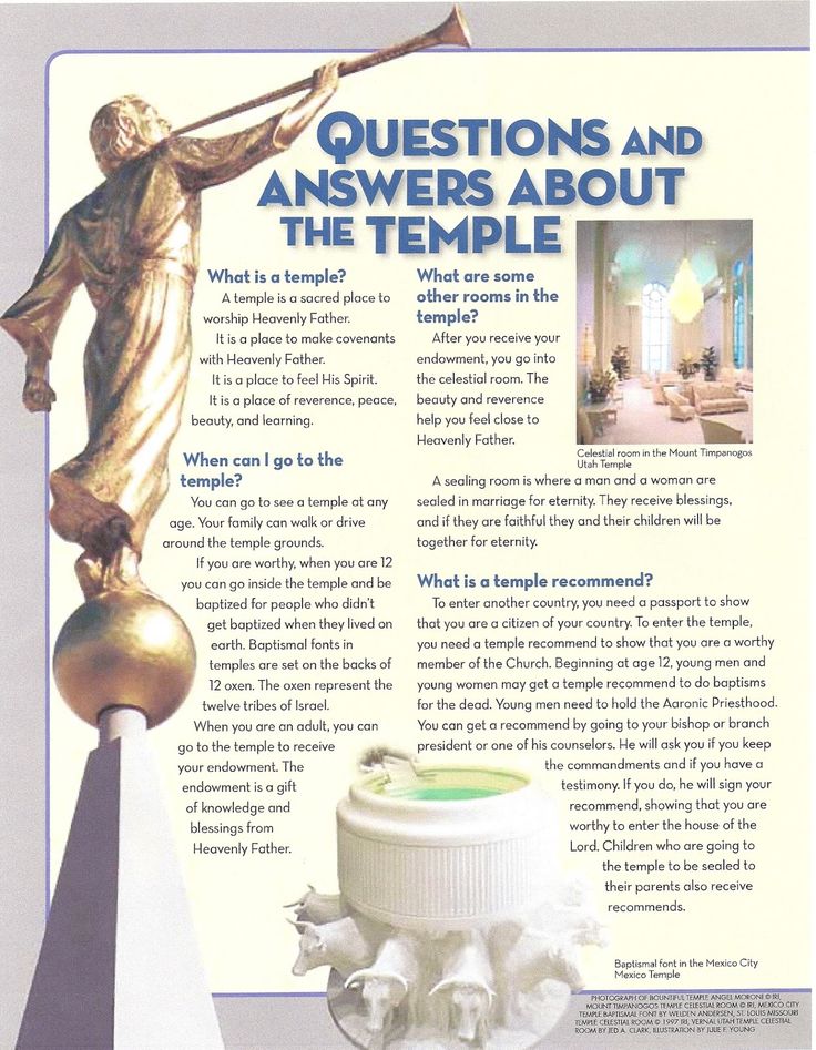 an advertisement for the temple with a statue on top and text below it that reads questions and answers about the temple