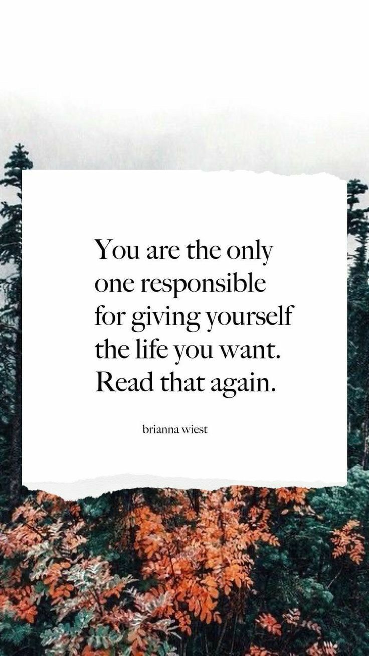 the quote you are the only one responsible for giving yourself the life you want read that again