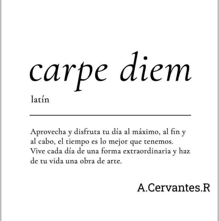 an image of the words carpe diem written in spanish