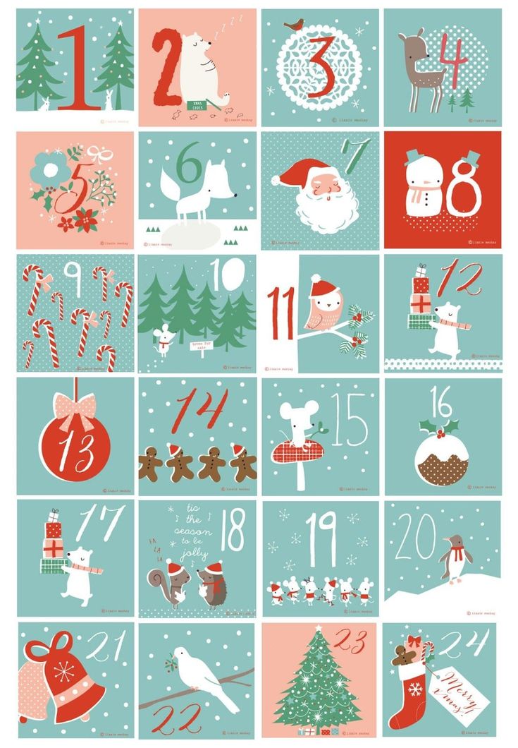 a calendar with christmas decorations and numbers on it