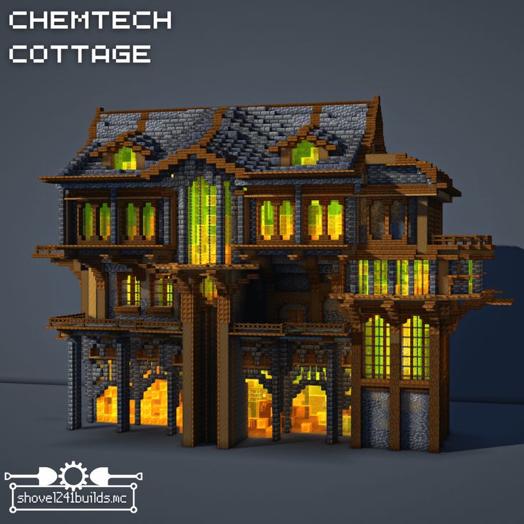 an image of a building made out of lego blocks with the words chemetch cottage on it