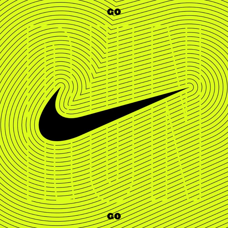 the nike logo is shown on a green background with black swirls and white letters