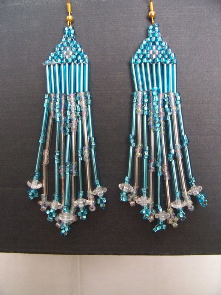 two pairs of blue and clear beaded earrings