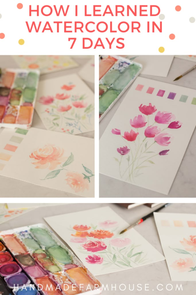 how i learned watercolor in 7 days with this simple step by step video and printable instructions