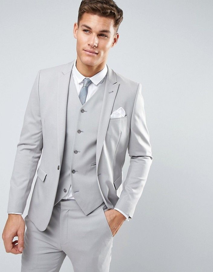 Men Suit Wedding, Wedding Suit Styles, Grey Suit Wedding, Terno Slim, Grey Suit Men, Light Grey Suits, Best Man Wedding, Custom Made Suits, Groom Tuxedo