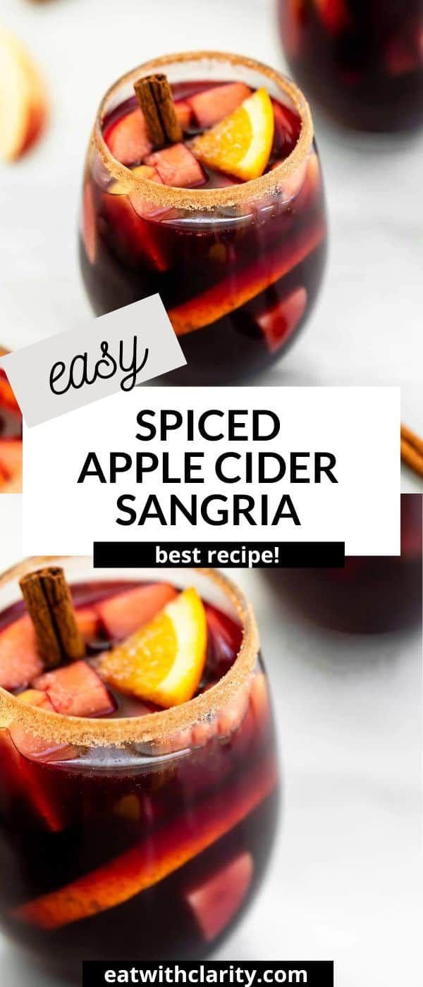 two glasses filled with spiced apple cider sangria