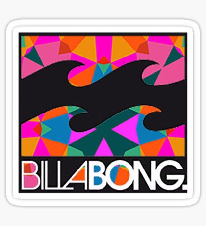 a sticker with the words billabong on it and an image of a bird