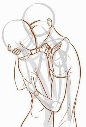 a drawing of two people hugging each other