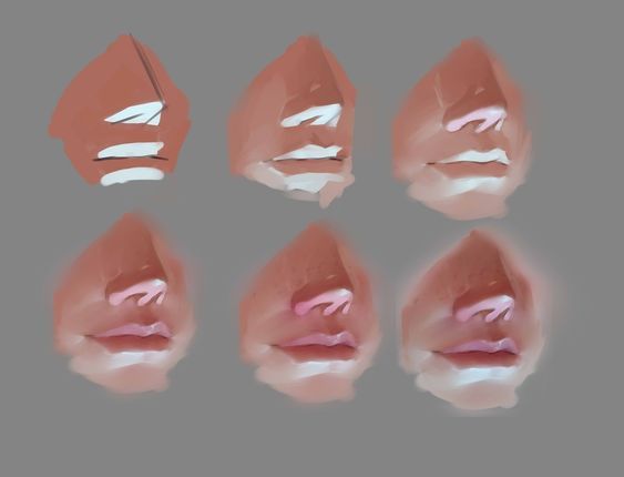 six stages of lip surgery, with different angles