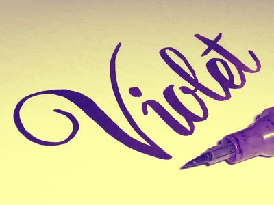 a pen writing the word virto on a piece of paper with purple ink