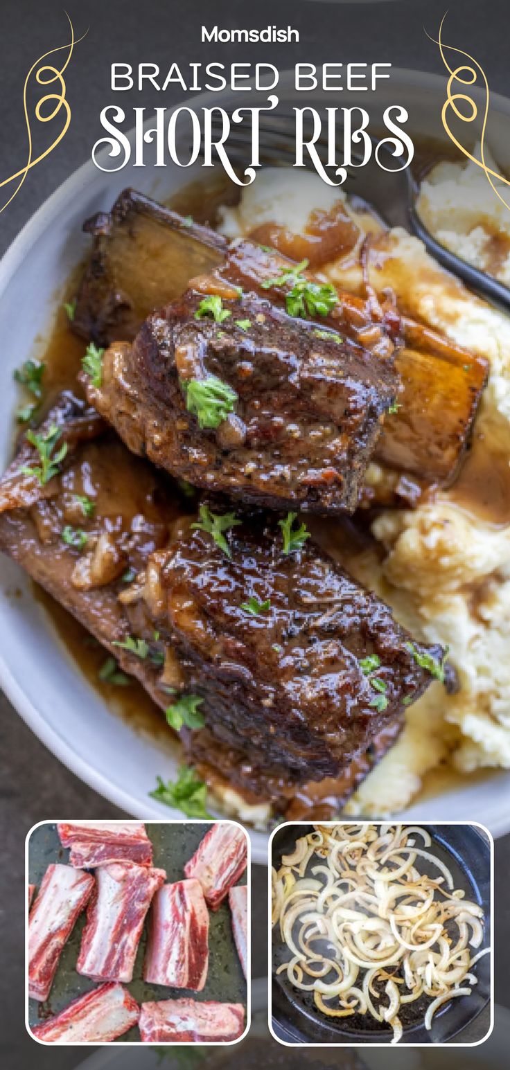 an image of steak and mashed beef short ribs