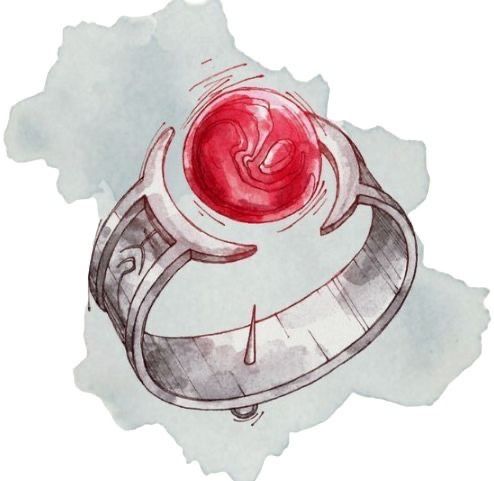 a drawing of a ring with a heart in it