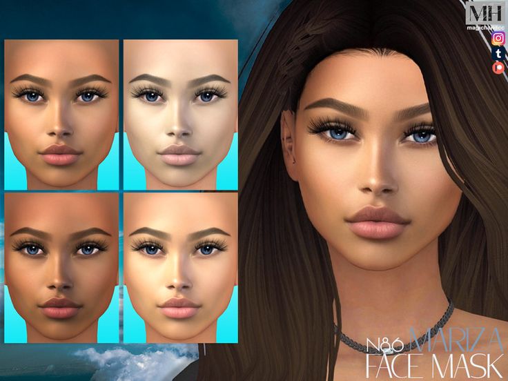 an image of a woman's face with different facial shapes and makeup looks on