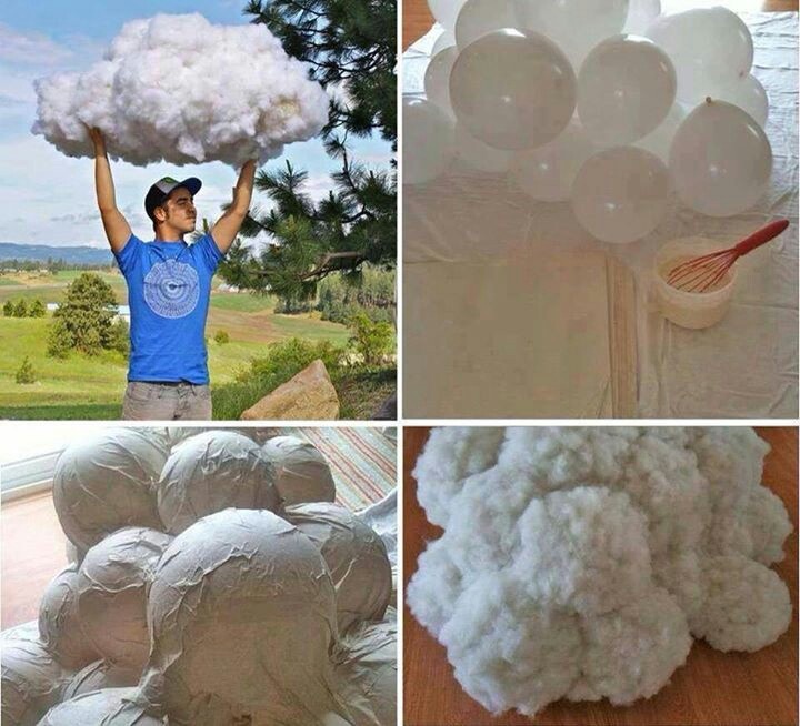 there are three pictures with different types of clouds on them and one is holding up some balloons