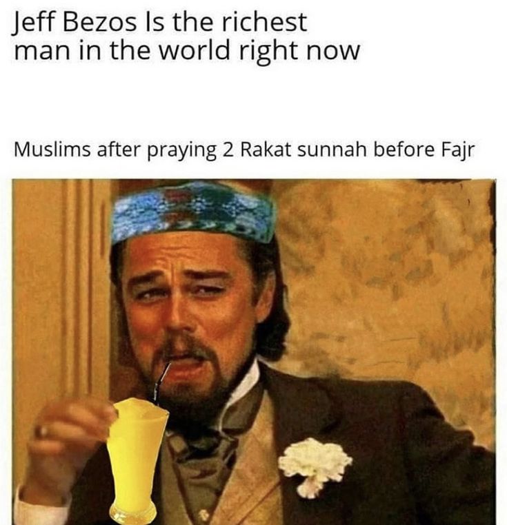 a man in a turban drinking from a cup with the caption jef bezzos the richest man in the world right now