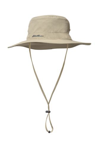 This lightweight, nylon/polyester brimmed hat has built-in UPF sun protection plus a moisture-wicking sweatband for comfort. Plastic snaps on the sides let you fold up and secure the foam brim. Brimmed Hat, Brim Hat, Folded Up, Sun Hat, Eddie Bauer, Sun Hats, Sun Protection, Moisture Wicking, Color Options