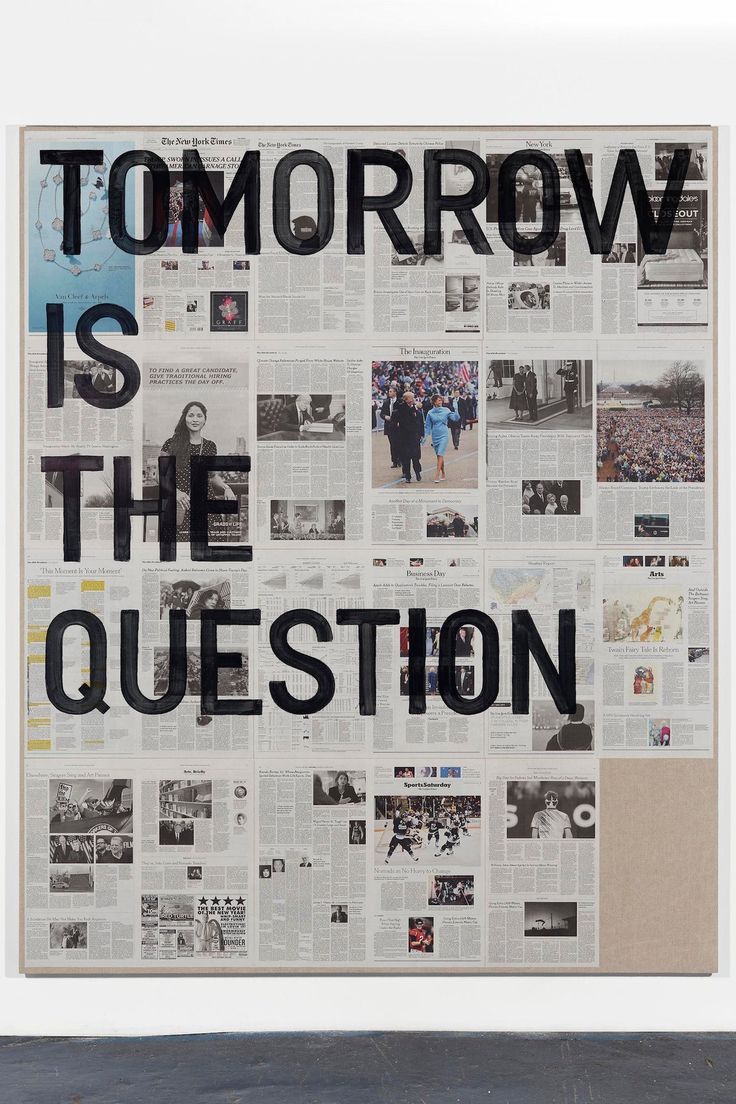 a newspaper with the words tomorrow is the question written on it in black and white