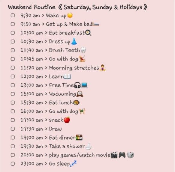 Weekend Evening Routine, Morning Routine 10 Am, Weekend Morning Routine 9am, 8:30 Am Morning Routine Weekend, 9:00 Am Morning Routine Weekend, Morning Routine Teenage Girl Weekend, Aesthetic Weekend Routine, Weekend Routine For Students, Weekend Routine For Kids