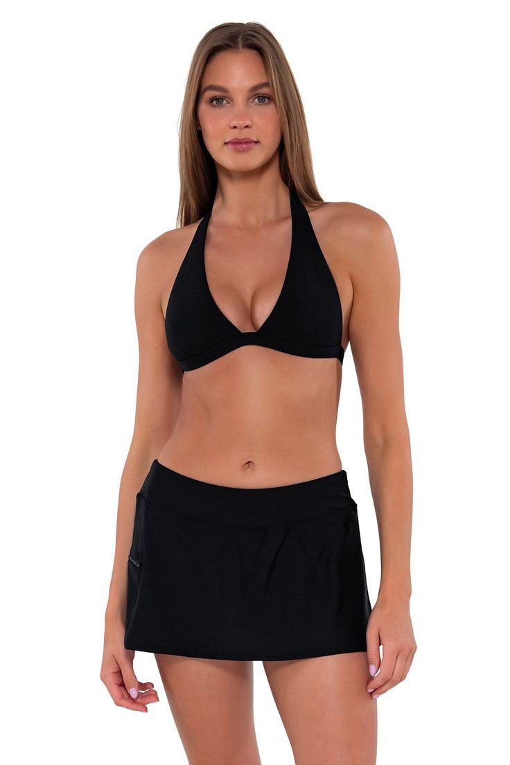 The Sporty Swim Skirt will become one of the most versatile pieces in your swimwear collection. This skirt is ideal for women who want more coverage along with functionality. Featuring hidden attached shorts and a wide waistband, it will keep you comfortable on those busy summer days. Also includes a side zipper pocket and a mid-rise fit. A Skirt for All Day: Wear this full-coverage bottom to the beach and beyond! Find Your Perfect Fit: Available in sizes XS through 16, with plus sizing in solid Black Summer Swim Skirt With Built-in Shorts, Black Swim Skirt With Built-in Shorts For Vacation, Stretch Swim Dress With Built-in Shorts For Beach, Solid Color Swim Dress With Built-in Shorts, Solid Swim Skirt With Built-in Bra For Pool, Black Swim Skirt With Built-in Shorts, Beach Swim Dress With Built-in Shorts, Stretch Skort For Pool, Black Stretch Swim Skirt With Built-in Bra