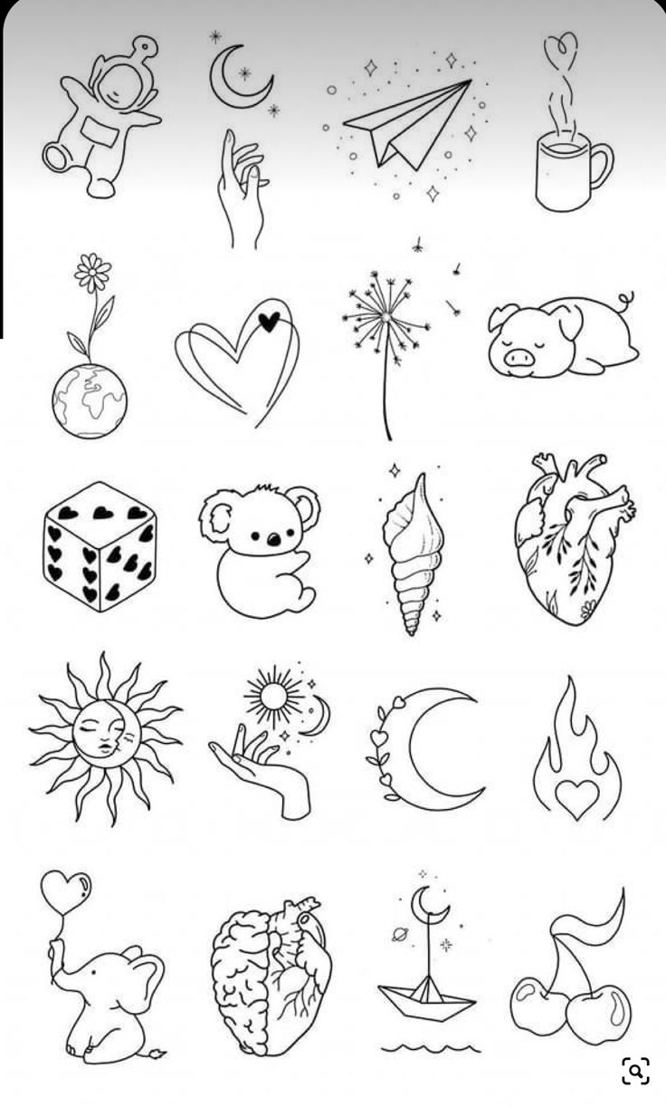 an image of various tattoos drawn in black and white