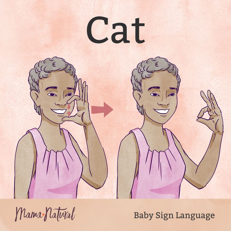 an image of a woman saying cat and baby sign language