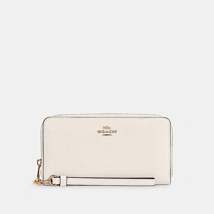 Coach Long Zip Around Wallet Refined Pebble Leather Twelve Credit Card Slots Full-Length Bill Compartments Inside Zip Coin Pocket Zip-Around Closure Detachable Wrist Strap 7 1/2" (L) X 4" (H) X 1" (W) Style No. C4451 Color Im/Chalk New In Original Packaging Mom Presents, 20th Bday, Luxury Stuff, Quinceanera Gifts, Accordion Wallet, Samsung Galaxy Phones, Card Pouch, Brown Wallet, Coach Outlet