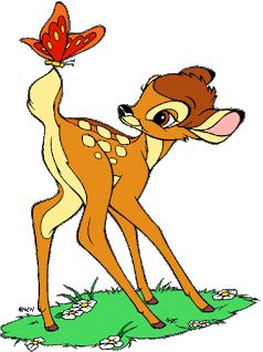 a cartoon deer with a butterfly on it's back