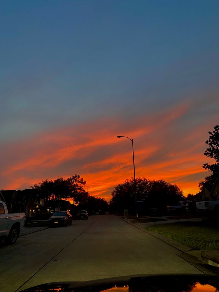 Blood orange sunset Small Town Sunset, Sunset Neighborhood, 90s Rockstar, Cute Sky, Butch Lesbian, Sky Pics, Orange Sunset, Pretty Sky, The Neighborhood