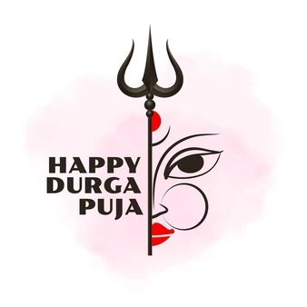 happy durba puja with the face of a woman in black and red colors