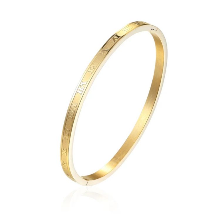 description & details matching ring available - stainless steel /gold plated- approx. 5.8cm width 4mm- water resistant / hypoallergenic- please note that perfume and other chemicals can shorten the life of your jewelry pieces Everyday Round Stainless Steel Bangle, Everyday Stainless Steel Round Bangle, Rose Gold Metal Bangle, Tarnish Resistant, Rose Gold Tarnish Resistant Metal Bangle, Promise Bracelet In Gold-toned Stainless Steel, Gold Stainless Steel Promise Bracelet, Minimalist Stainless Steel Bangle For Anniversary, Minimalist Stainless Steel Anniversary Bangle, Rose Gold Metal Bangle For Everyday Wear